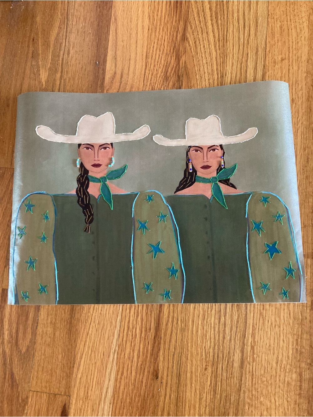 New canvas cowgirls hand embroidered accents, beads